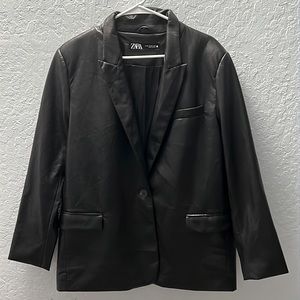 Zara Black Faux Soft Leather Jacket XL